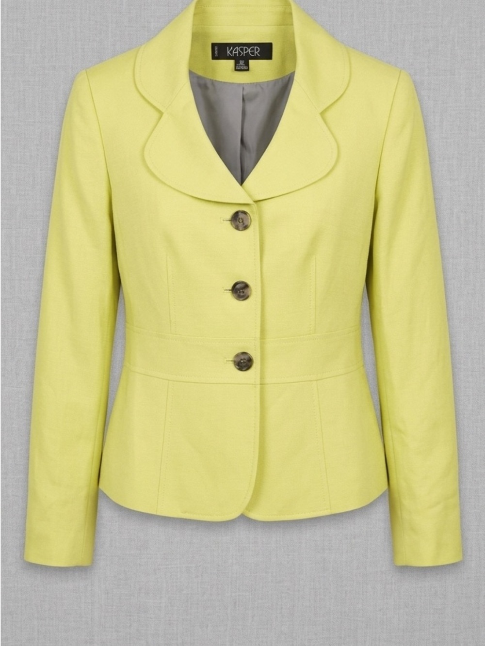 Kasper Lime Green Linen Blend Blazer Jacket Petite 8P - Picture 1 of 6